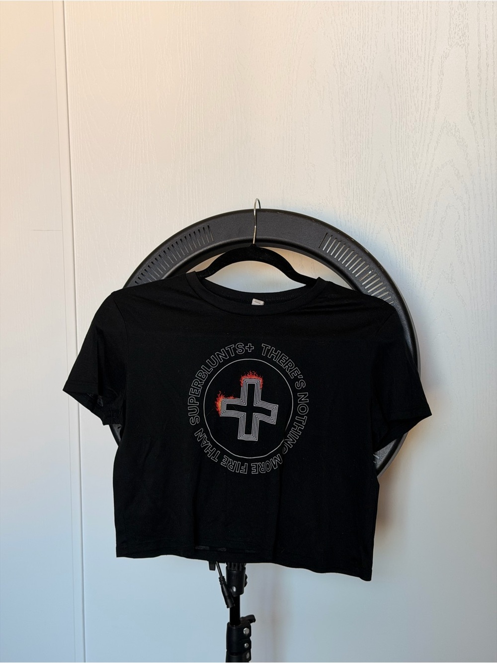 Superblunts Brand Black Graphic Crop Tee